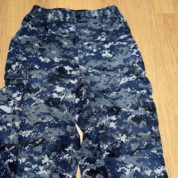 USN US NAVY BLUE Digital CAMO Cargo Military BDU Uniform Pants - SMALL LONG - Picture 4 of 8
